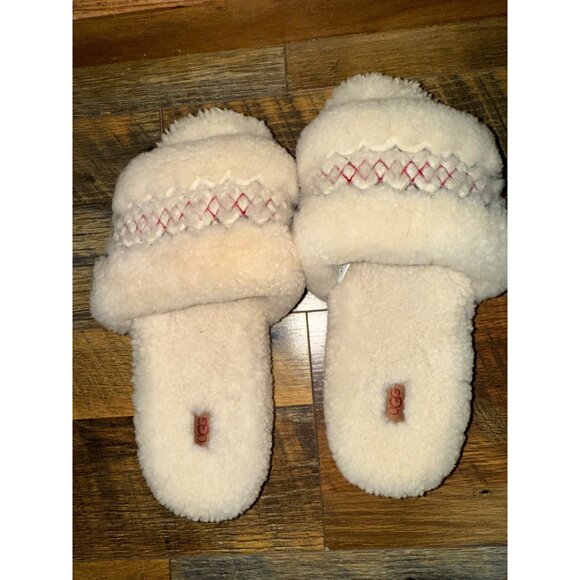 NWOT Cozetta UGG Braid Natural Cream Sheepskin Slip On Slippers Slides Size 12 - Picture 13 of 15